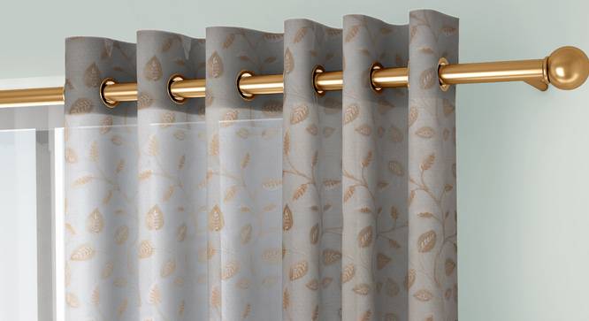 Liana Door Curtains Set of 2 (Cream, Eyelet Pleat, 109 x 274 cm  (43" x 108") Curtain Size) by Urban Ladder - Cross View Design 1 - 434608