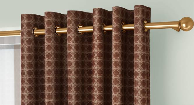Mira Door Curtains Set of 2 (Brown, Eyelet Pleat, 129 x 213 cm  (51" x 84") Curtain Size) by Urban Ladder - Cross View Design 1 - 434617