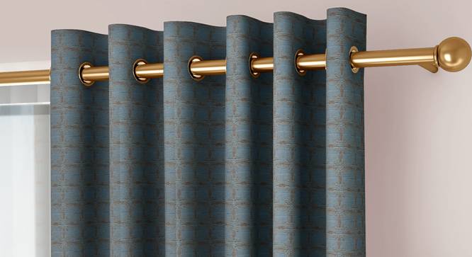 Mira Window Curtains Set of 2 (Powder Blue, Eyelet Pleat, 129 x 152 cm  (51" x 60") Curtain Size) by Urban Ladder - Cross View Design 1 - 434624