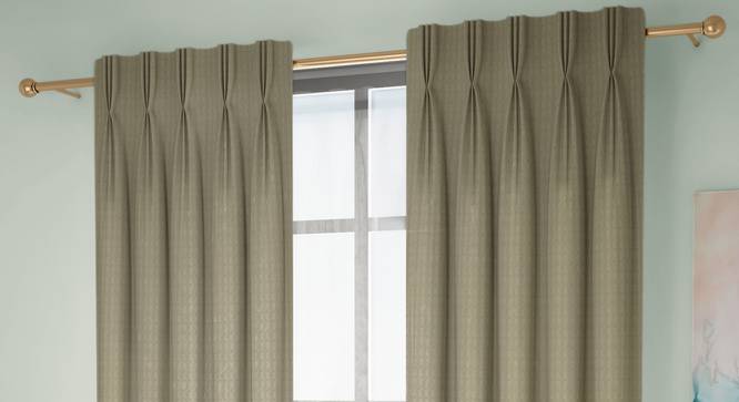 Rosie Door Curtains Set of 2 (Beige, American Pleat, 73 x 274 cm (29" x 108") Curtain Size) by Urban Ladder - Front View Design 1 - 434662