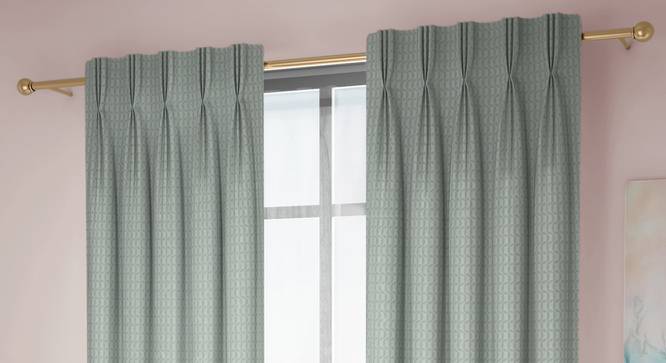 Rosie Door Curtains Set of 2 (Light Green, American Pleat, 73 x 274 cm (29" x 108") Curtain Size) by Urban Ladder - Front View Design 1 - 434665