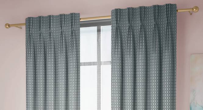 Rosie Window Curtains Set of 2 (Blue, American Pleat, 73 x 152 cm (29" x 60") Curtain Size) by Urban Ladder - Front View Design 1 - 434674