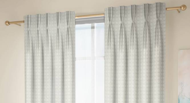Mira Door Curtains Set of 2 (White, American Pleat, 73 x 274 cm (29" x 108") Curtain Size) by Urban Ladder - Front View Design 1 - 434676