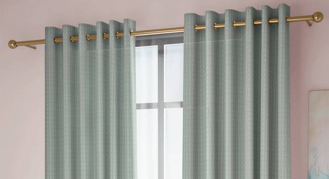 Rosie Door Curtains Set of 2 (Light Green, Eyelet Pleat, 129 x 274 cm  (51" x 108") Curtain Size) by Urban Ladder - Front View Design 1 - 434740