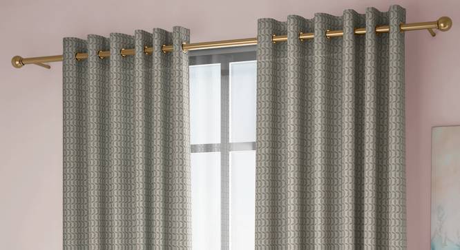 Rosie Window Curtains Set of 2 (Brown, Eyelet Pleat, 129 x 152 cm  (51" x 60") Curtain Size) by Urban Ladder - Front View Design 1 - 434746