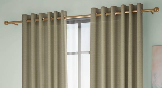 Rosie Window Curtains Set of 2 (Beige, Eyelet Pleat, 129 x 152 cm  (51" x 60") Curtain Size) by Urban Ladder - Front View Design 1 - 434747