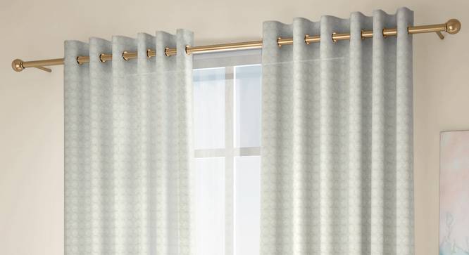 Mira Door Curtains Set of 2 (White, Eyelet Pleat, 129 x 274 cm  (51" x 108") Curtain Size) by Urban Ladder - Front View Design 1 - 434751