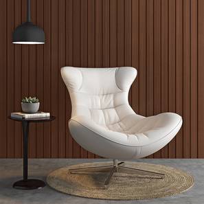 Clearance Sale Upto 80 Percent Off Design Madonna Solid Leatherette Lounge Chair in White Colour