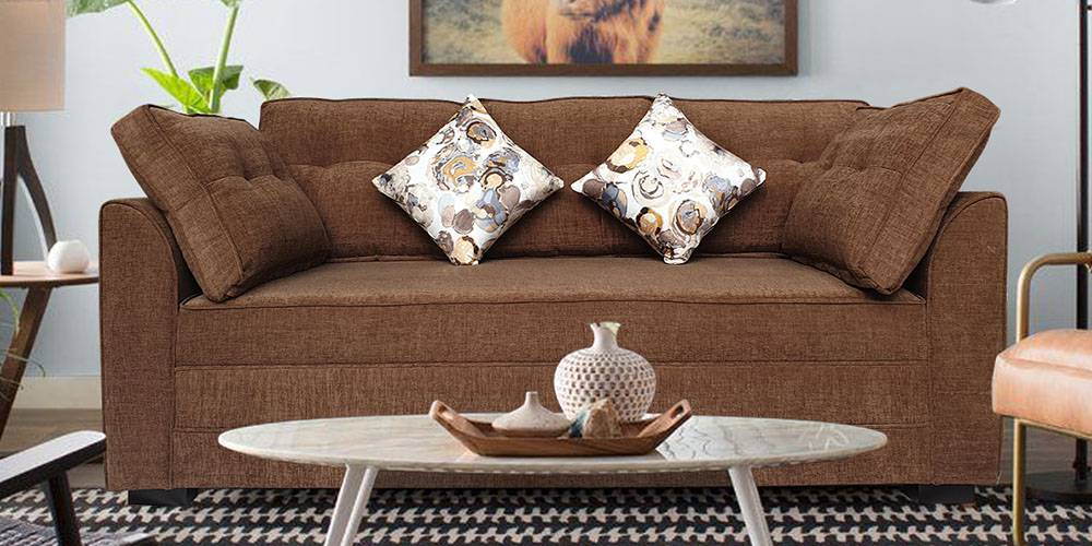 Margaret Fabric Sofa (Brown) by Urban Ladder - - 