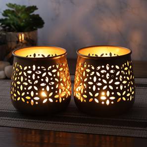 Diwali Gift Ideas Design Samira Candle Holder Set of 2 (Golden)
