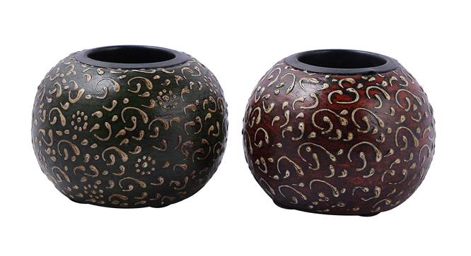 Roselyn Candle Holder Set of 2 (Red & Black) by Urban Ladder - Front View Design 1 - 435516