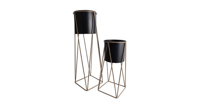 Prairie Planter with Stand Set of 2 (Black) by Urban Ladder - Cross View Design 1 - 435541