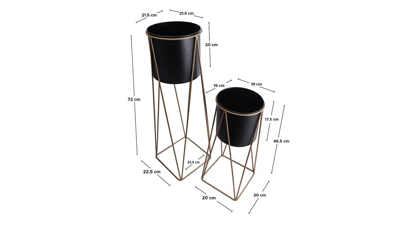 Prairie planter with stand set of 2 black 6