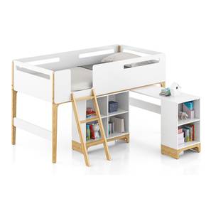 Kids Loft Bed Design Solid Wood storage Bed in White Colour