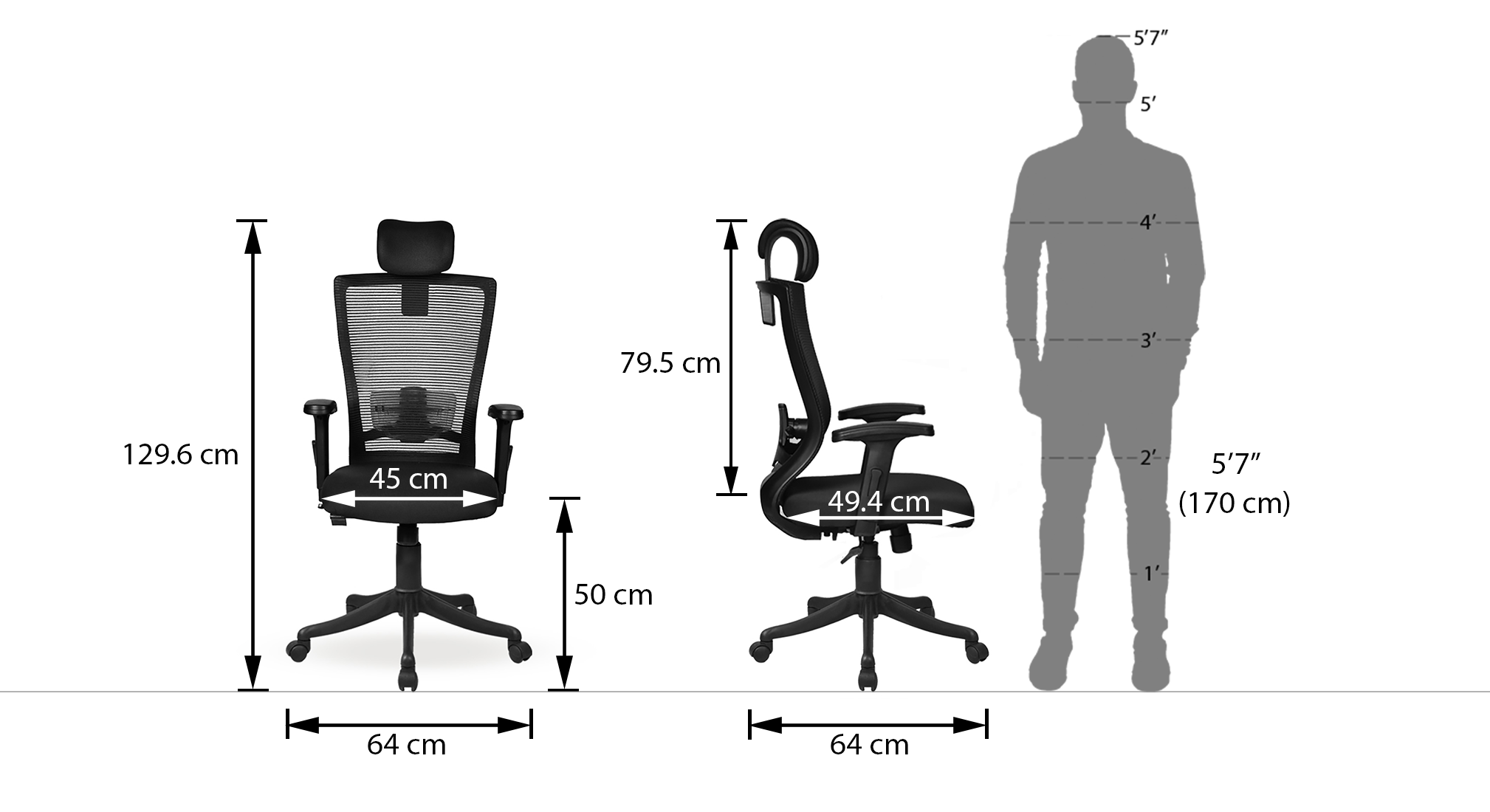 Werner study chair nylon base 6