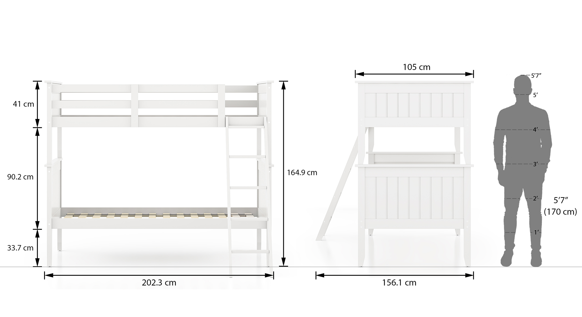 Jordan Triple Bunk Bed In White Fantastic Furniture