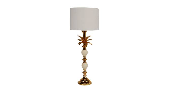 Owen Table Lamp (White Shade Colour, Cotton Shade Material, Gold Plating and Ivory) by Urban Ladder - Front View Design 1 - 435828