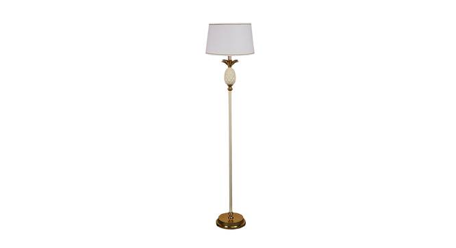 Pamela Floor Lamp (White Shade Colour, Cotton Shade Material, Gold Plating and Ivory) by Urban Ladder - Front View Design 1 - 435830