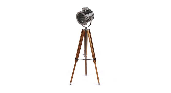 Samwell Floor Lamp (Nickle Shade Colour, Nickle & Teak Wood, Stainless Steel Shade Material) by Urban Ladder - Front View Design 1 - 435840