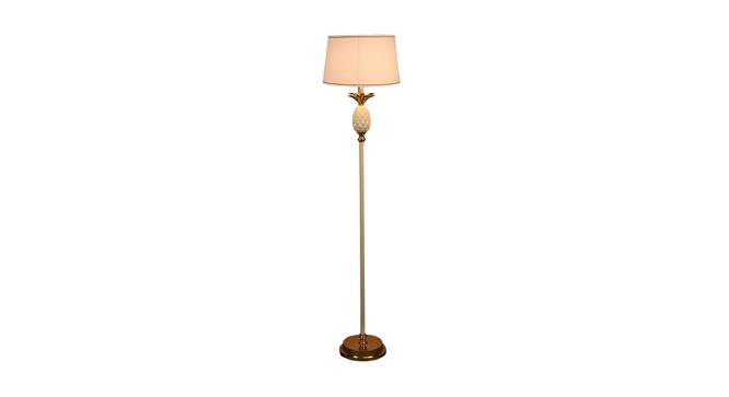 Pamela Floor Lamp (White Shade Colour, Cotton Shade Material, Gold Plating and Ivory) by Urban Ladder - Design 1 Side View - 435849