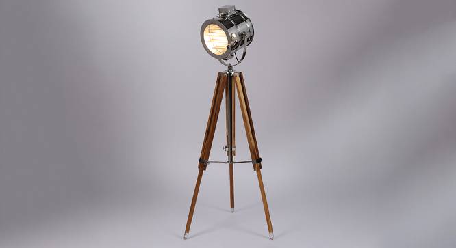 Samwell Floor Lamp (Nickle Shade Colour, Nickle & Teak Wood, Stainless Steel Shade Material) by Urban Ladder - Design 1 Side View - 435859