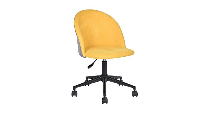 Shaunah Chair (Velvet Finish, Yellow & Light Grey) by Urban Ladder - Front View Design 1 - 436088