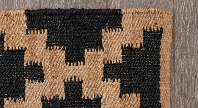 Ilar Dhurrie (120 x 180 cm  (47" x 71") Carpet Size, Natural & Black) by Urban Ladder - Design 1 Side View - 436503