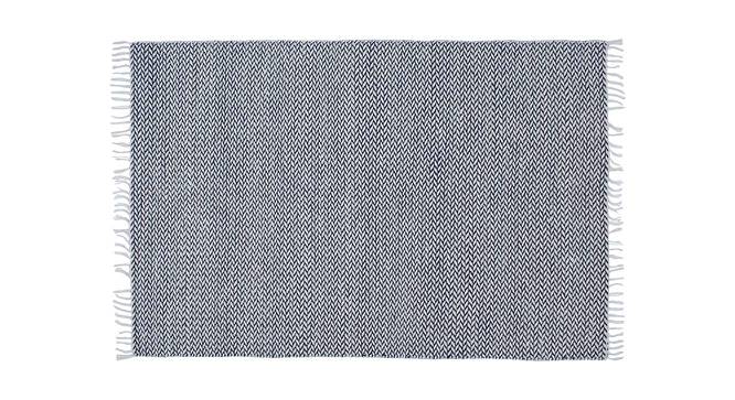 Michonne Dhurrie (90 x 150 cm  (35" x 59") Carpet Size, Navy & White) by Urban Ladder - Front View Design 1 - 436714