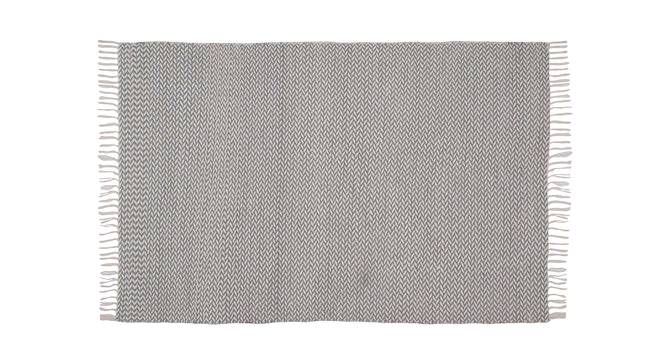 Michonne Dhurrie (Grey & White, 90 x 150 cm  (35" x 59") Carpet Size) by Urban Ladder - Front View Design 1 - 436726