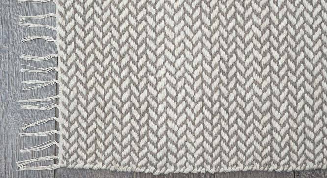Michonne Dhurrie (120 x 180 cm  (47" x 71") Carpet Size, Brown & White) by Urban Ladder - Design 1 Side View - 436786
