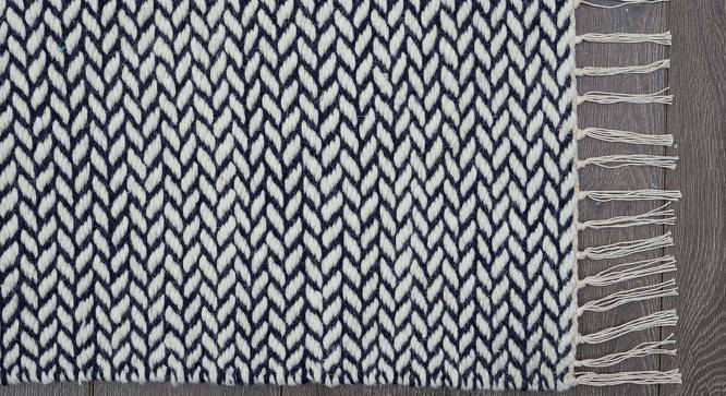 Michonne Dhurrie (90 x 150 cm  (35" x 59") Carpet Size, Navy & White) by Urban Ladder - Design 1 Side View - 436791