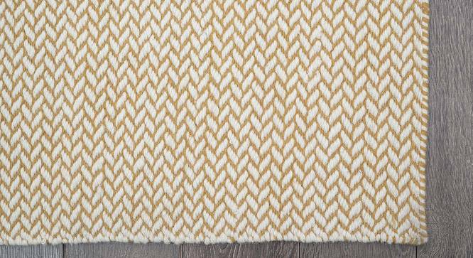 Michonne Dhurrie (240 x 300 cm  (94" x 118") Carpet Size, Mustard & White) by Urban Ladder - Design 1 Side View - 436801