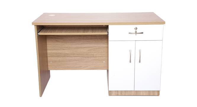 Laryn Office Table (Persian Walnut & White) by Urban Ladder - Front View Design 1 - 437403