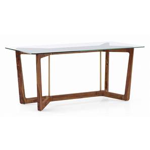 Dining Table 6 Seater With Chair Design Bourdaine Glass Top 6 Seater Dining Table (Teak Finish)