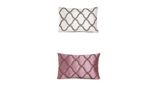 Iris Cushion Cover Set of 2 (30 x 46 cm  (12" X 18") Cushion Size, Peach) by Urban Ladder - Front View Design 1 - 440370
