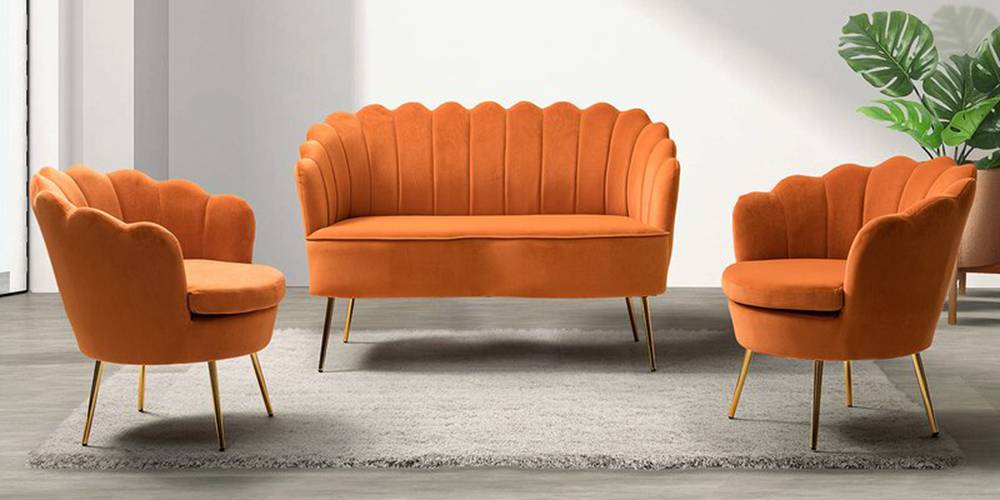 Cardiff Fabric Sofa Set - Orange by Urban Ladder - - 