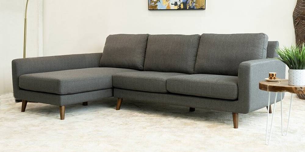 Batley Sectional Fabric Sofa - Dark Grey by Urban Ladder - - 