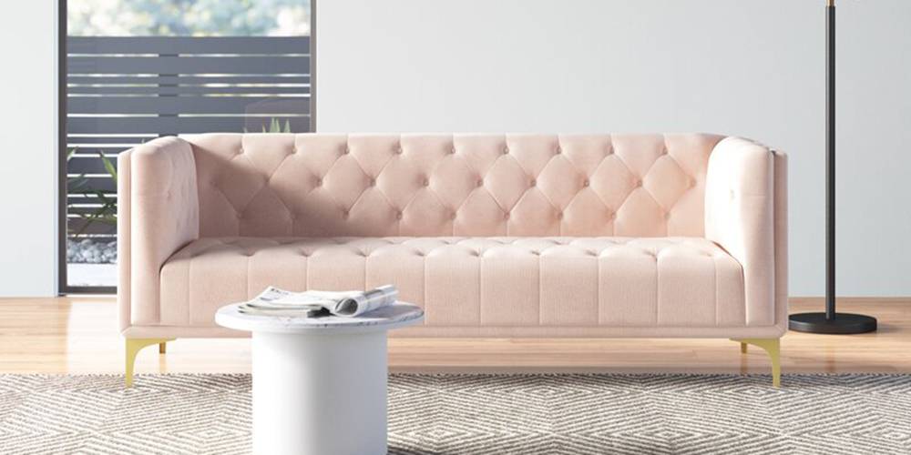 Derby Fabric Sofa - Pink by Urban Ladder - - 