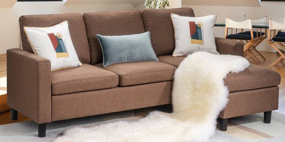 Corby Sectional Fabric Sofa - Brown by Urban Ladder - - 