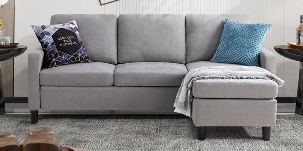 Corby Sectional Fabric Sofa - Light Grey by Urban Ladder - - 