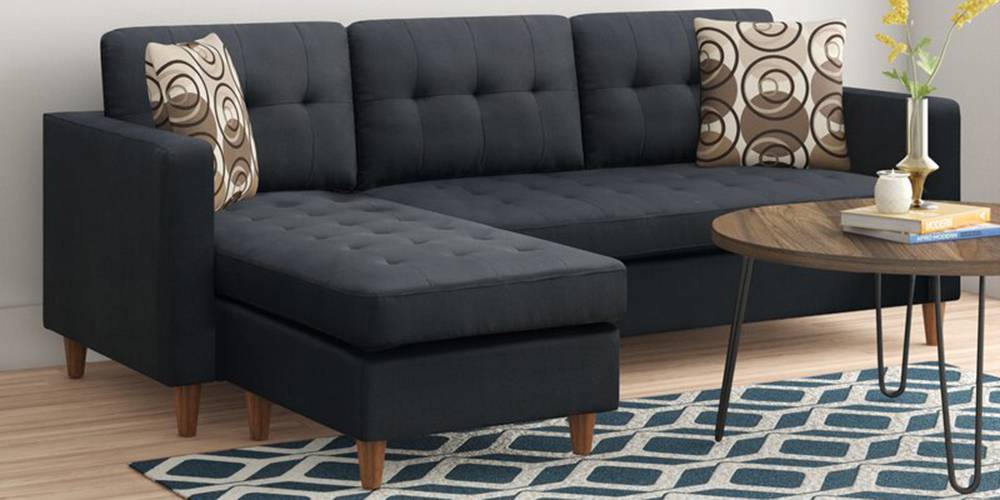 Derrida Sectional Fabric Sofa - Black by Urban Ladder - - 