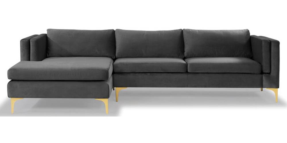 Lima Sectional Fabric Sofa - Dark Grey by Urban Ladder - - 