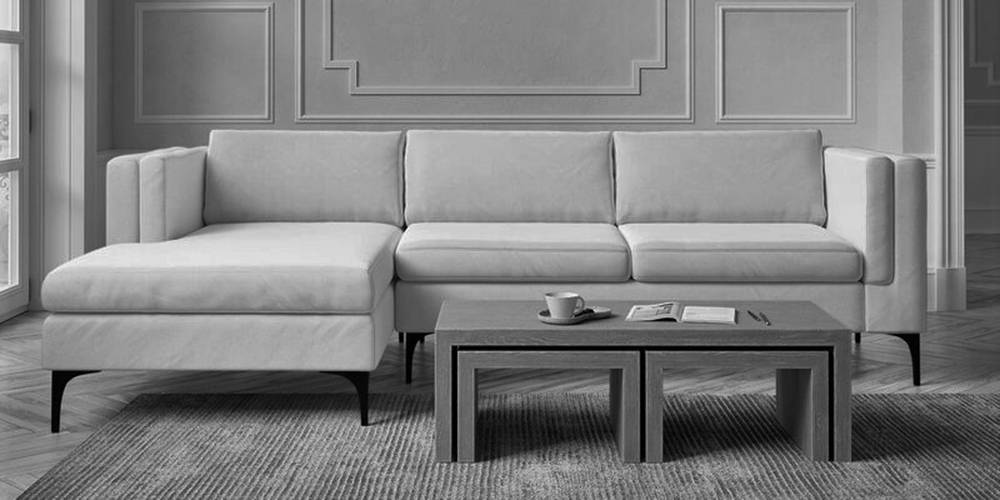 Lima Sectional Fabric Sofa - Light Grey by Urban Ladder - - 