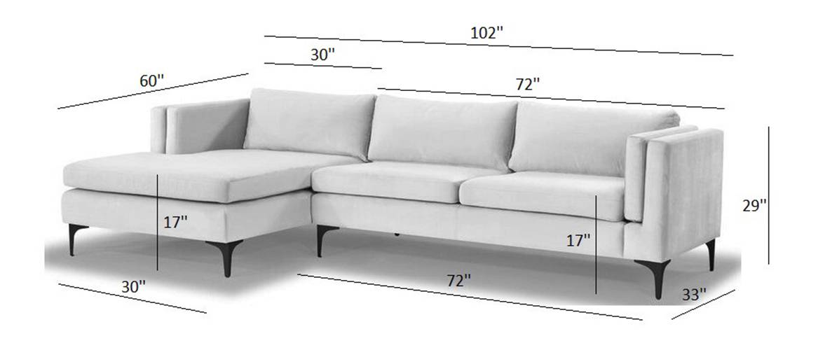 Lima Sectional Fabric Sofa Light Grey Urban Ladder