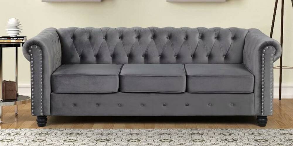 Manchester Chesterfield Fabric Sofa - Grey by Urban Ladder - - 