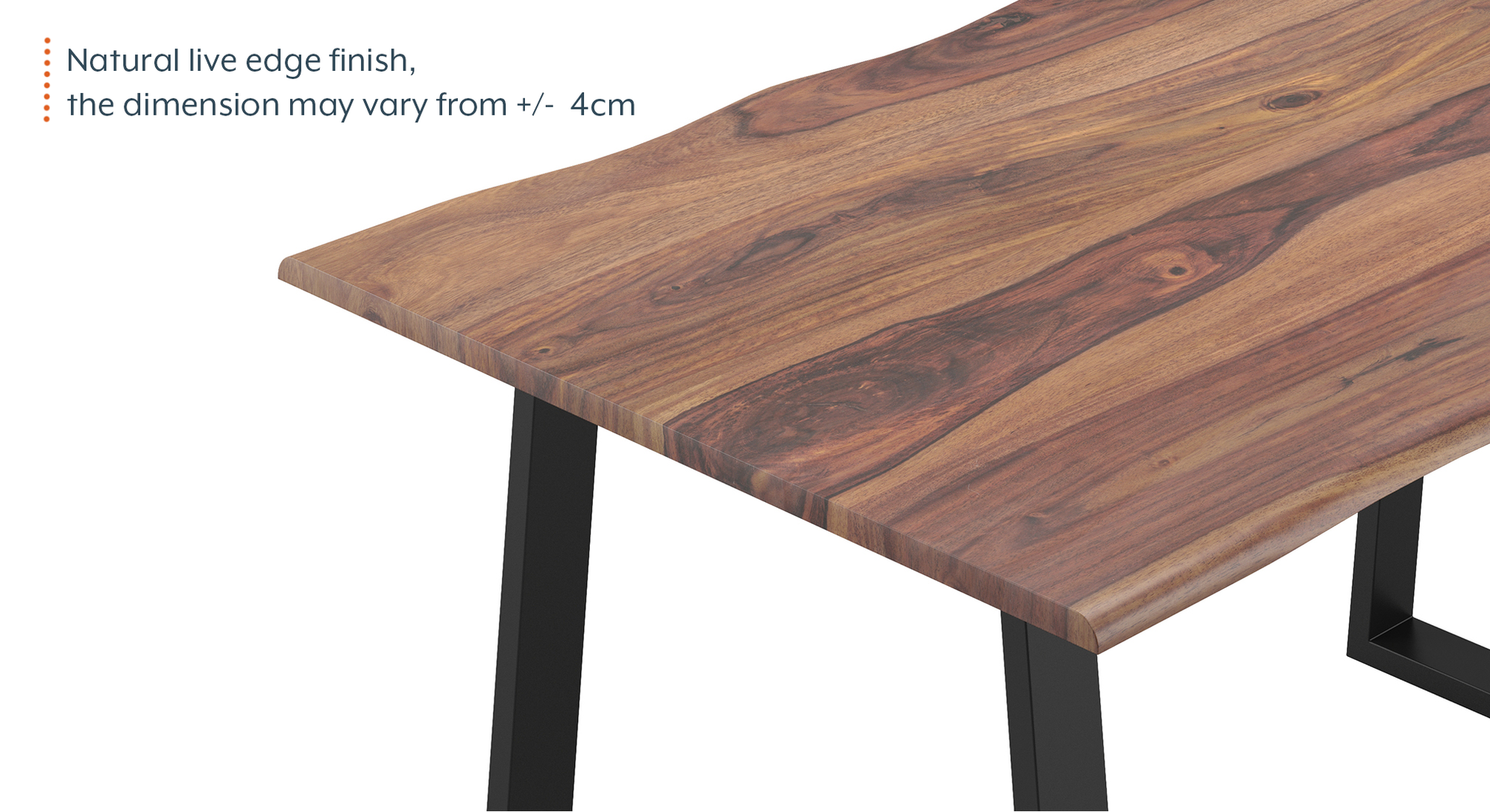 Aquila Live Edge Solid Wood 6 Seater Dining Table in Teak Finish