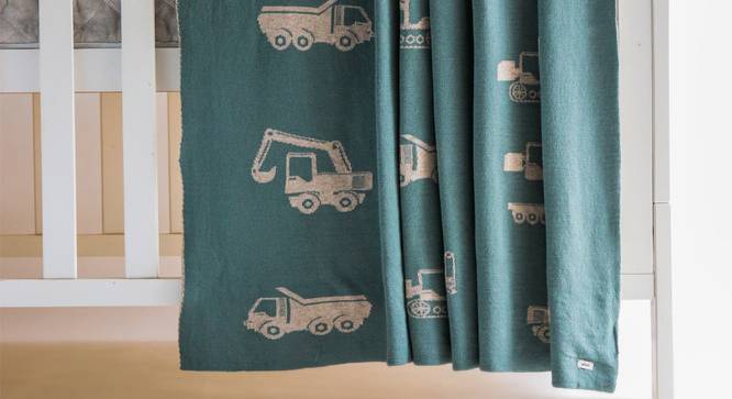 Ike Blanket (Single Size, Green & Light Beige Mel) by Urban Ladder - Front View Design 1 - 446838