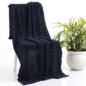 Pluchi Design Navy With Silver Lurex Cotton Throw