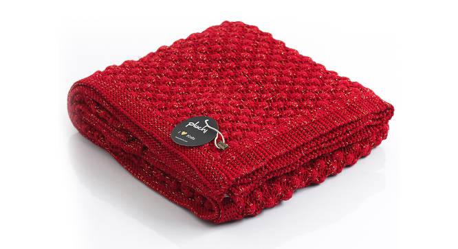 London Throw (Red with Golden Metallic Yarn) by Urban Ladder - Front View Design 1 - 446906