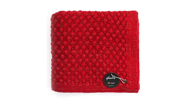 London Throw (Red with Golden Metallic Yarn) by Urban Ladder - Cross View Design 1 - 446920